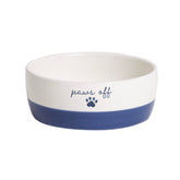 Pearhead tazón cerámico para gatos, diseño azul marino Patas Fuera, base antideslizante para comidas estables.