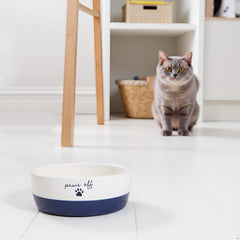 Pearhead tazón para gatos, tamaño adecuado y forma amplia para posturas naturales.