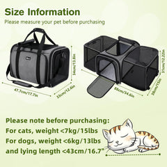 Pecute transportín expandible: mayor espacio para mascotas durante viajes.