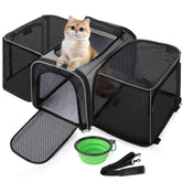 Pecute transportín expandible con malla aireada para gatos, buena ventilación.