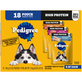 Pack de Pedigree con variedad de alimento húmedo de proteína alta para perros