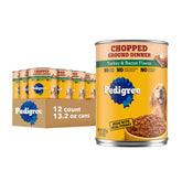 Pedigree Chopped Ground Dinner en lata pavo tocino, cena húmeda para perros adultos.