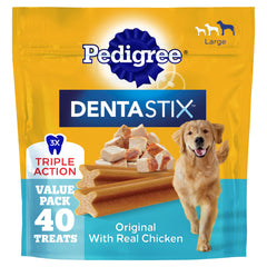 Dentastix Pedigree para perros grandes en empaque, ideal para rutina diaria.