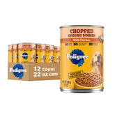 Pedigree Cena Picada y Molida con Pollo en lata abierta para perros adultos.