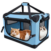 Pegic transportín para gato grande en coche, color azul verdoso, ofrece viaje estable y cómodo.