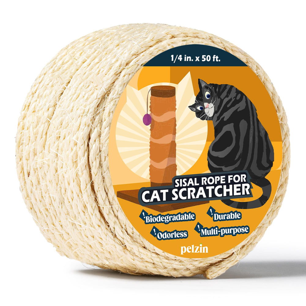 Pelzin cuerda sisal natural para gatos, 50-pies, postes de rascado duraderos
