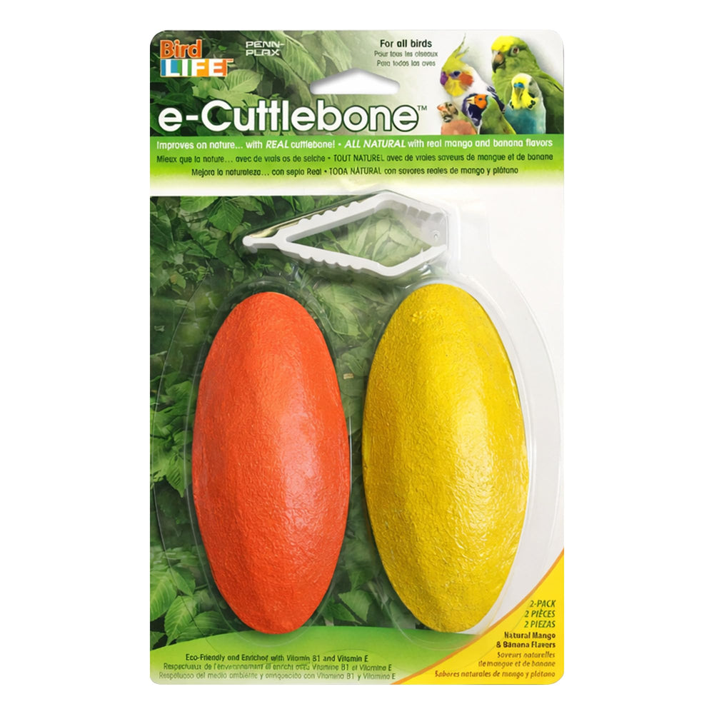 Penn-Plax Bird-Life e Cuttlebone Mango, dos piezas, sabor tropical para aves activas.