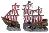 Penn-Plax Deco-Replicas barco naufragio rayado frente, centro impresionante para acuarios grandes