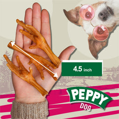 PEPPY DOG Huesos de Pollo, primer plano con textura deshidratada para masticar seguro