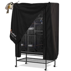 Perfitel cobertor de jaula para aves negro, frontal abatible para acceso fácil
