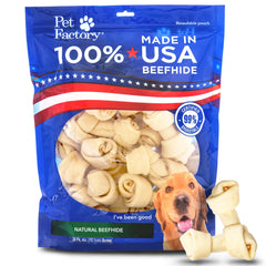 Pet Factory Huesos nudados de piel de res, masticación duradera para perros.