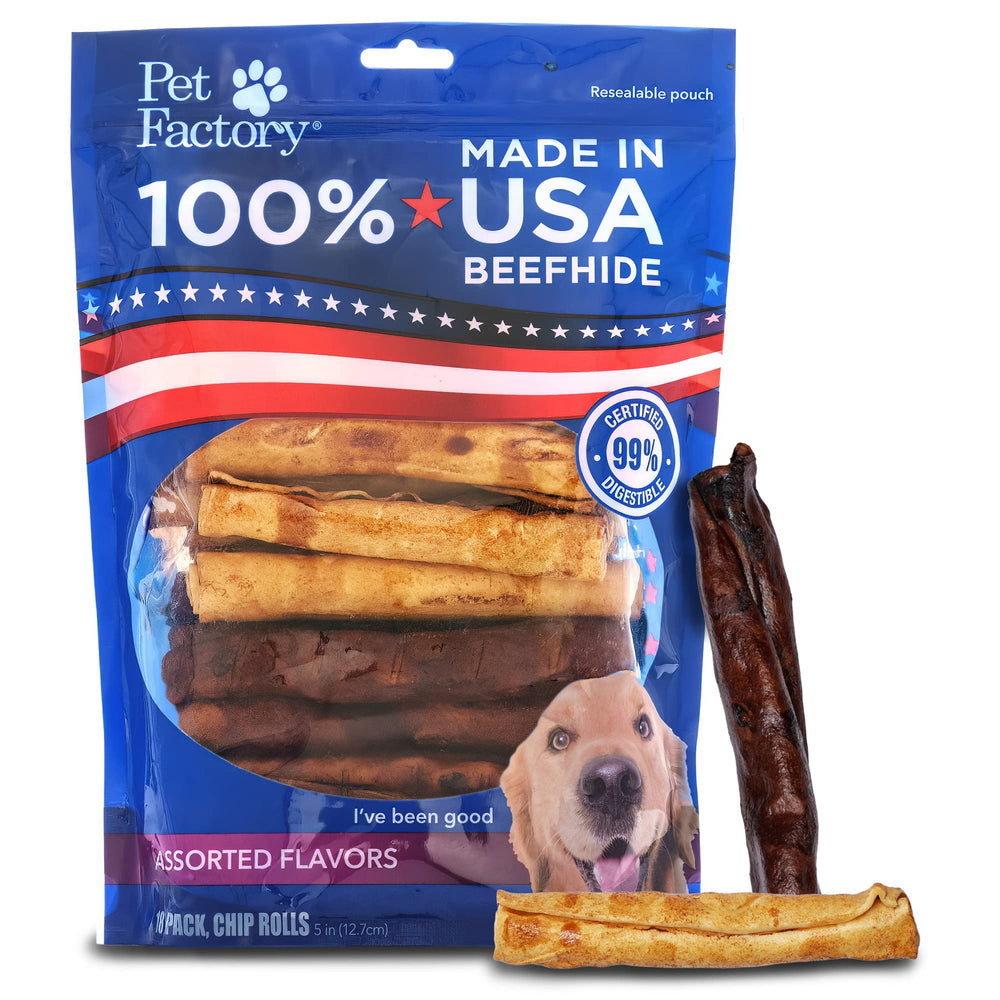 Pet Factory rollos de piel de res de 5 pulgadas para masticación prolongada