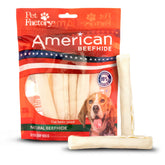 Pet Factory rollos de cuero natural, 5 pulgadas, masticables y duraderos para perros.