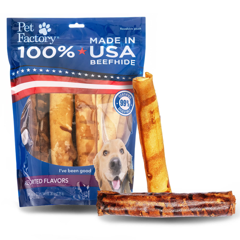 Pet Factory rollos de piel de res de 8 pulgadas para masticar prolongadamente