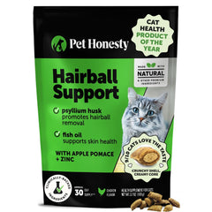 Pet Honesty – boules-poil croquantes et crème, goût apprécié et soutien digestif potentiel.