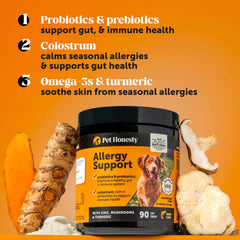 Pet Honesty colostro para perros, refuerzo inmune natural.