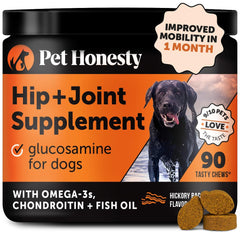 Pet Honesty Cuidado de cadera y articulaciones para perros, sabor tocino, favorece movilidad diaria.