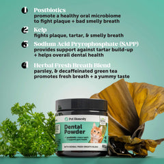 Pet Honesty postbioticos kelp perejil apoyo natural a la salud bucal