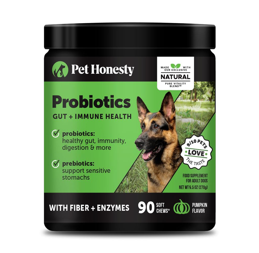 Pet Honesty probiótico para perros con sabor a calabaza, apoyo digestivo diario