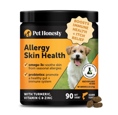 Pet Honesty premio sabor salmón para apoyar piel y pelaje.
