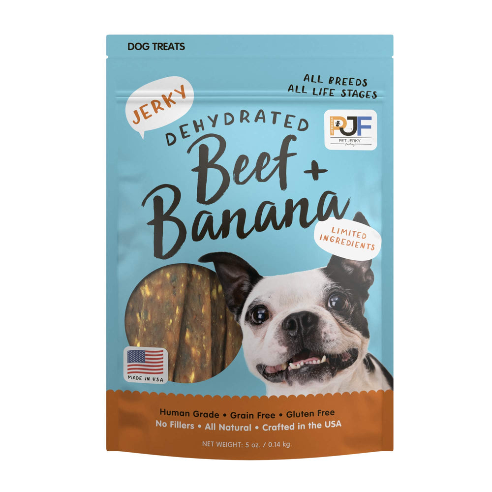 Pet Jerky Factory tiras de res y banana, ideales para perros activos