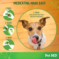 Pet MD envoltura con dosificación ajustable para cualquier pastilla en casa.