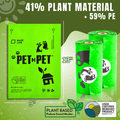 Bolsas con base vegetal PET N PET, 41% contenido vegetal certificado por USDA.