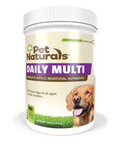 Pet Naturals Daily Multi para perros con gomitas de sabor vegetal para uso diario.