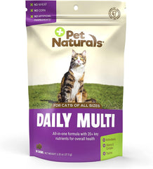 Pet Naturals multivitamínico diario para gatos, bocaditos sabor pescado, apoyo nutricional diario.