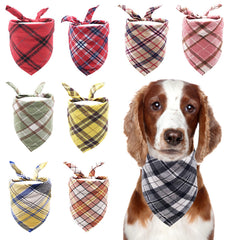 PET SHOW bandanas triangulares con estampado plaid, accesorio práctico de grooming.