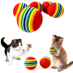 PET SHOW pelotas arcoíris rojas para gatos, ideal para juego interior.