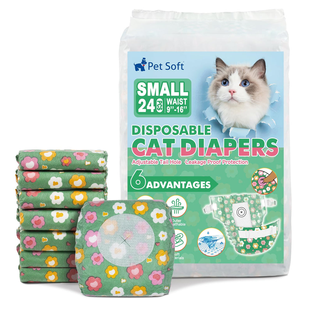 Pet Soft pañales desechables para gatos pequeños, diseño GN Flores, empaque cómodo