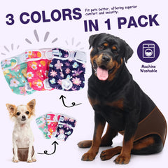 Pañales femeninos Pet Soft con patrón floral para perras felices.