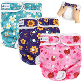 Pañales Pet Soft con patrones florales para perras, cómodos y reutilizables