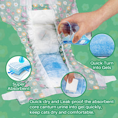 Pañales Pet Soft para gatos con capa externa transpirable para uso diario.