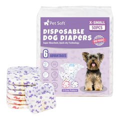 Pañales Pet Soft para perra XS con ajuste cómodo para razas pequeñas.