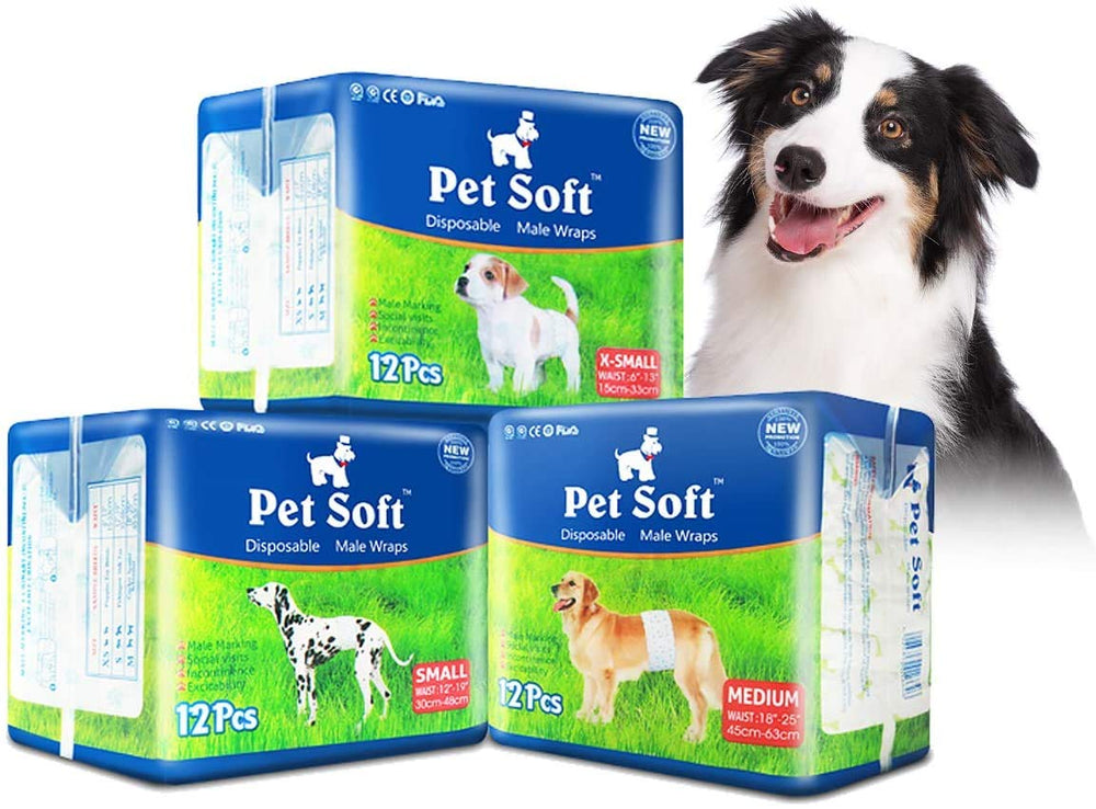Pañales Pet Soft para perros machos, ajuste cómodo en talla XS.