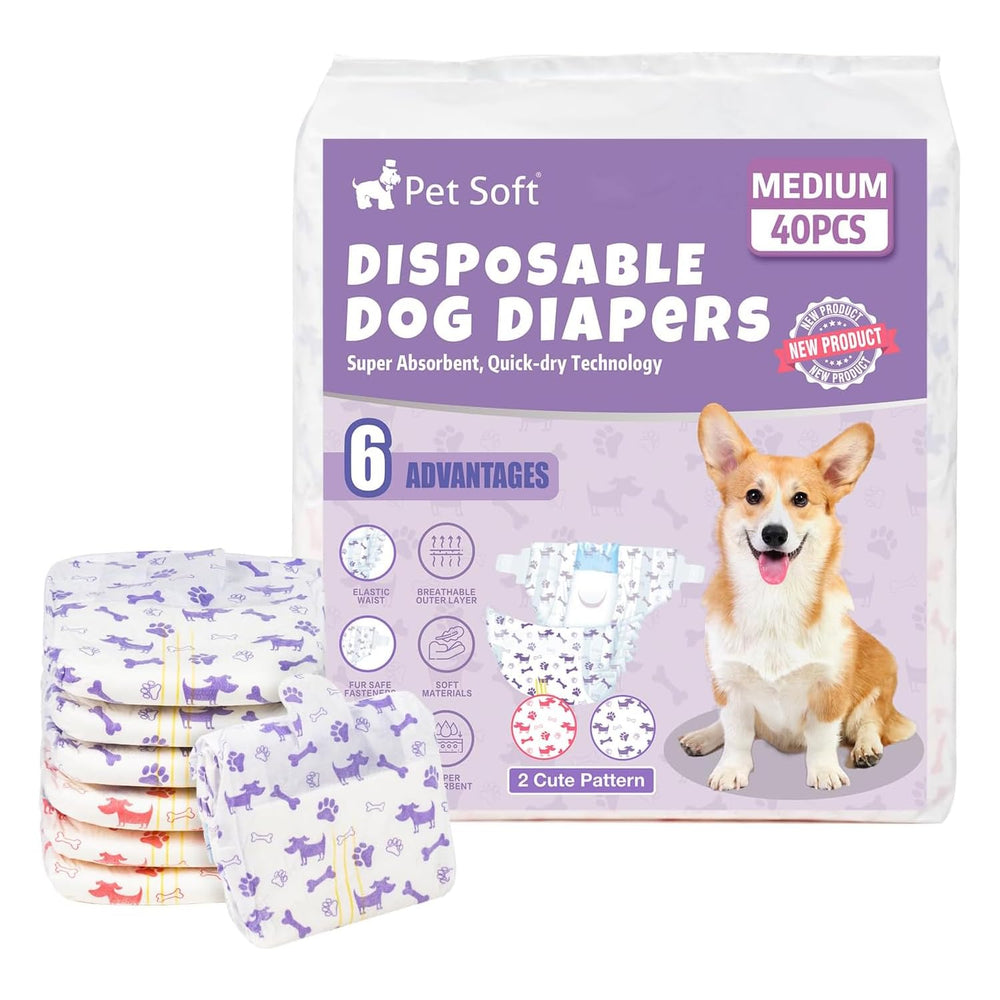 Pet Soft pañales para perros, ajuste medio para razas medianas.