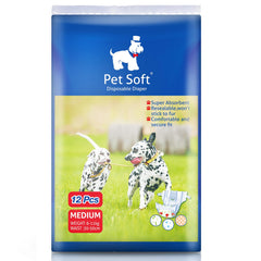 Pañales Pet Soft para perros medianos, paquete de 12 protege el hogar.
