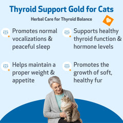 Pet Wellbeing Thyroid Support Gold etiqueta clara, ayuda a preparar dosis con precisión.