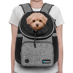 PetAmi Mochila Portadora Frontal para Gato en uso, ideal para paseos.
