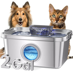 PETIMI fuente de agua para mascotas, frontal, acero 304 para uso diario seguro.