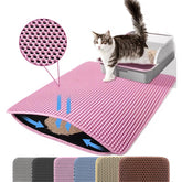 Almohadilla Petinstinct XL rosa, vista frontal, captura arena y mantiene el suelo limpio.