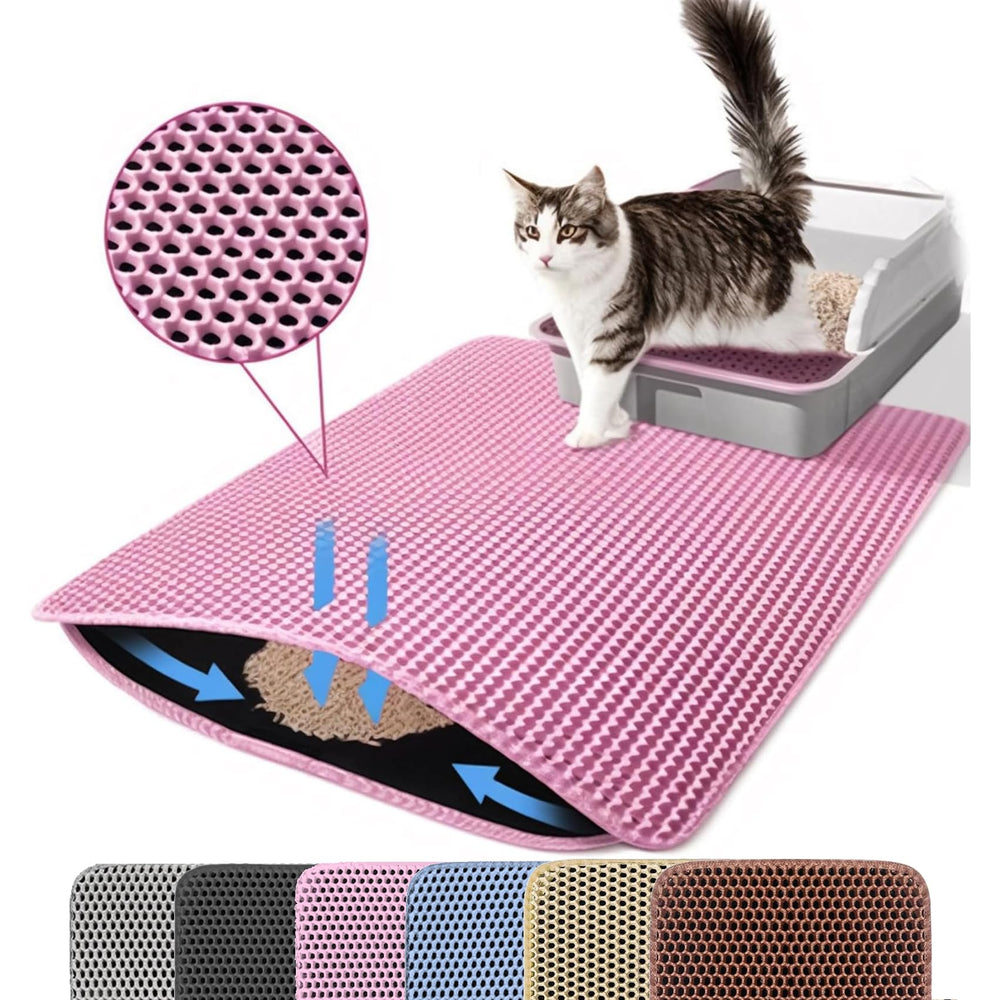 Petinstinct tapete XXL para arenero, 46x26, rosa, mantiene el suelo limpio y reduce desorden.