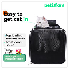 Petisfam portador de mascotas con cama confortable para un viaje cómodo.