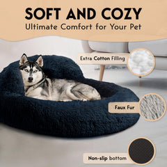 PET JETT pelo-falso-ultra-suave-cama-perro ofrece tacto mullido para acurrucarse.