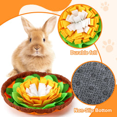 PETKNOWS tapete busqueda conejo, diseño realista de hojas para atracción visual.
