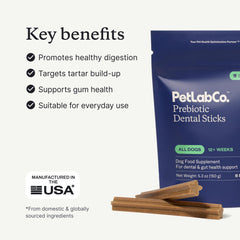 L’action abrasive des bâtonnets PetLab Co agit sur les zones difficiles.