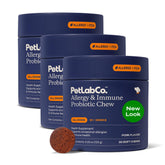 PetLab Co. probióticos para perros, envase de 30 gomitas, apoyo a inmunidad y alergias estacionales.
