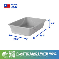 Petmate Bandeja azul gris con borde ergonómico para levantamiento fácil.